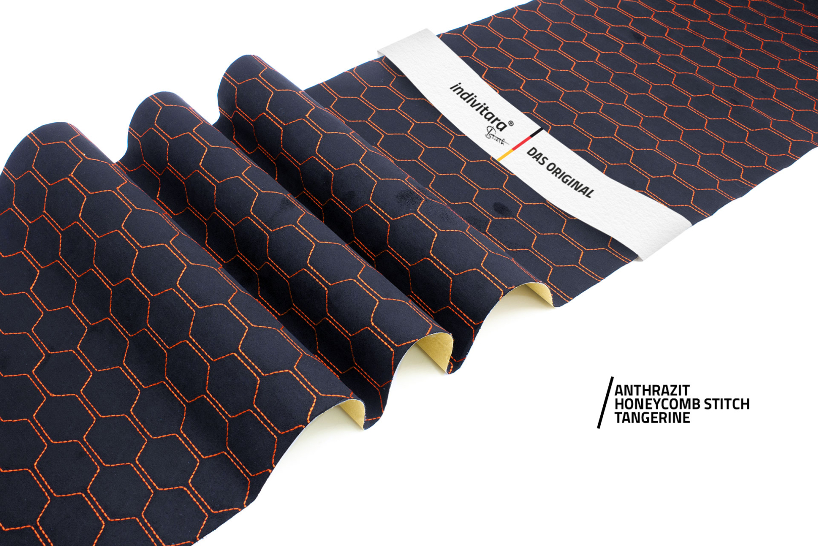 indivitara® Premium Stitch - selbstklebender Mikrofaserstoff Premium mit echten Nähten - Meterware - verschiedene Farben